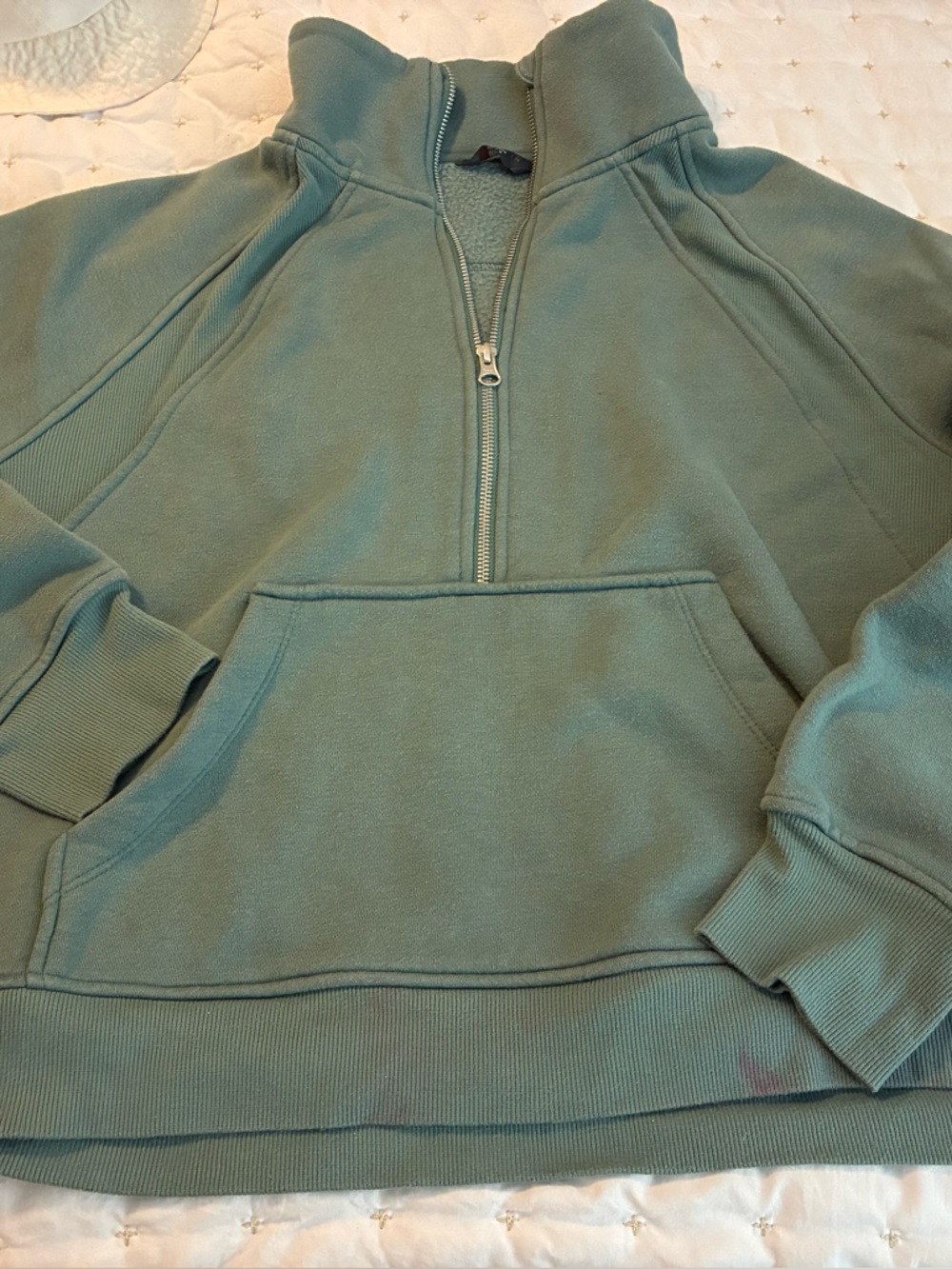 Danskin Sage Teal Green Quarter-Zip rib active sweatshirt